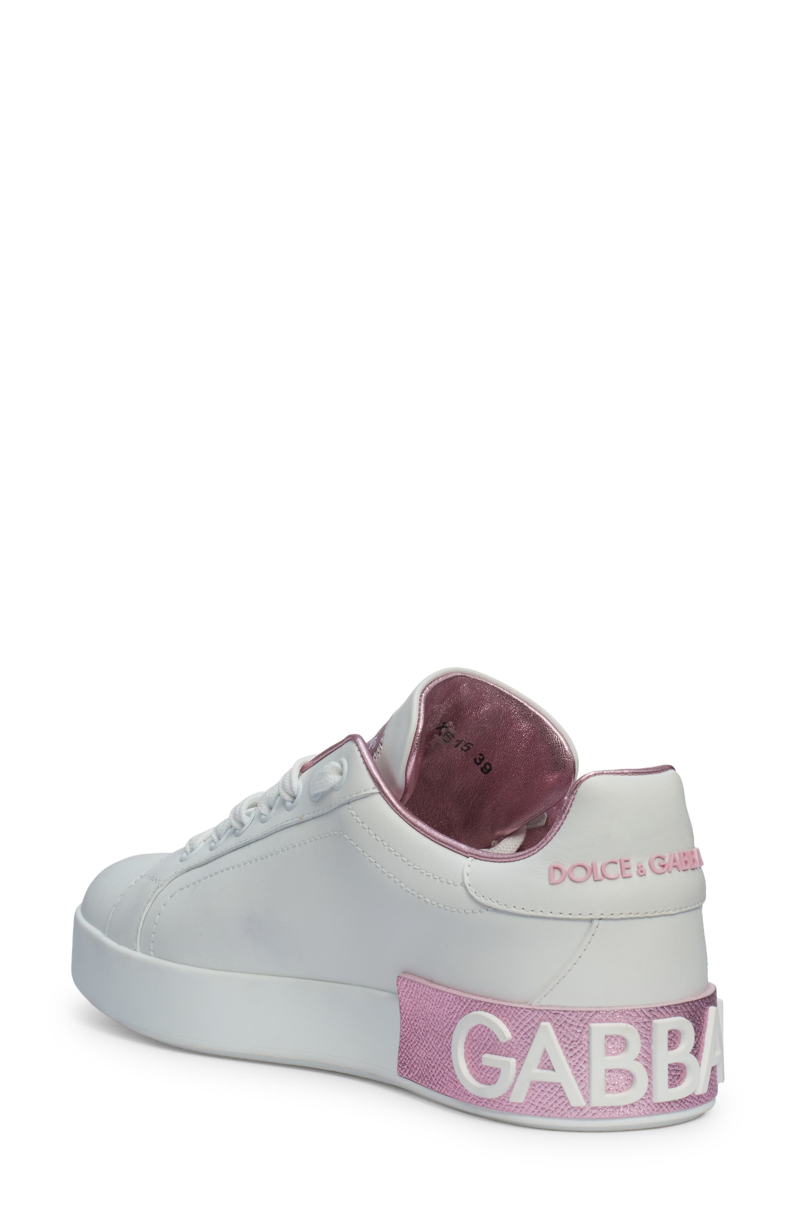 Dolce&Gabbana Portofino Platform Sneaker in White/Pink at Nordstrom - 2