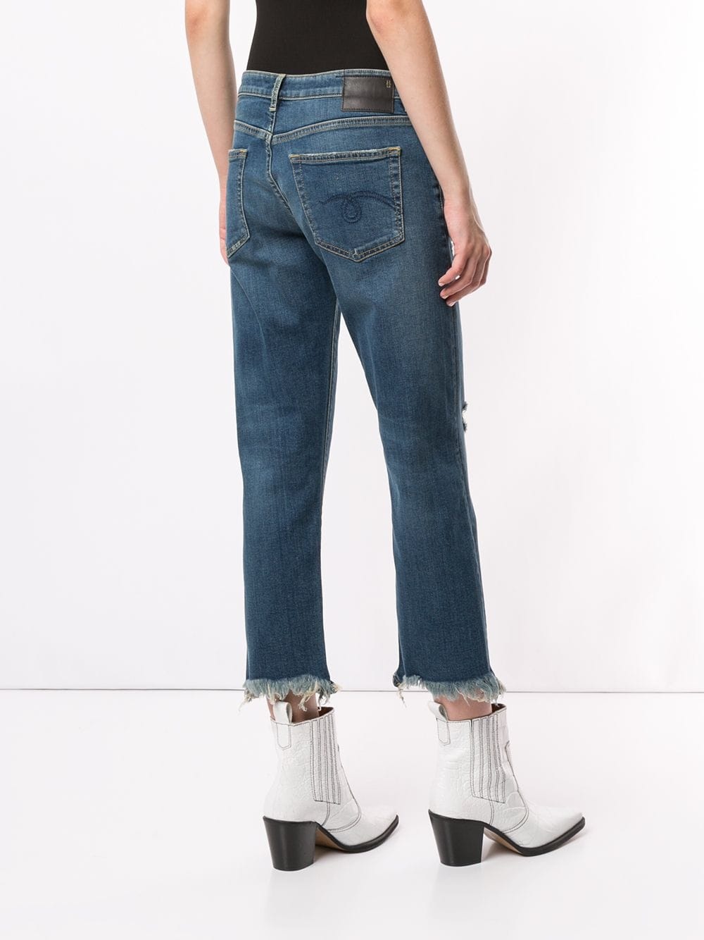 straight cut distressed jeans - 4