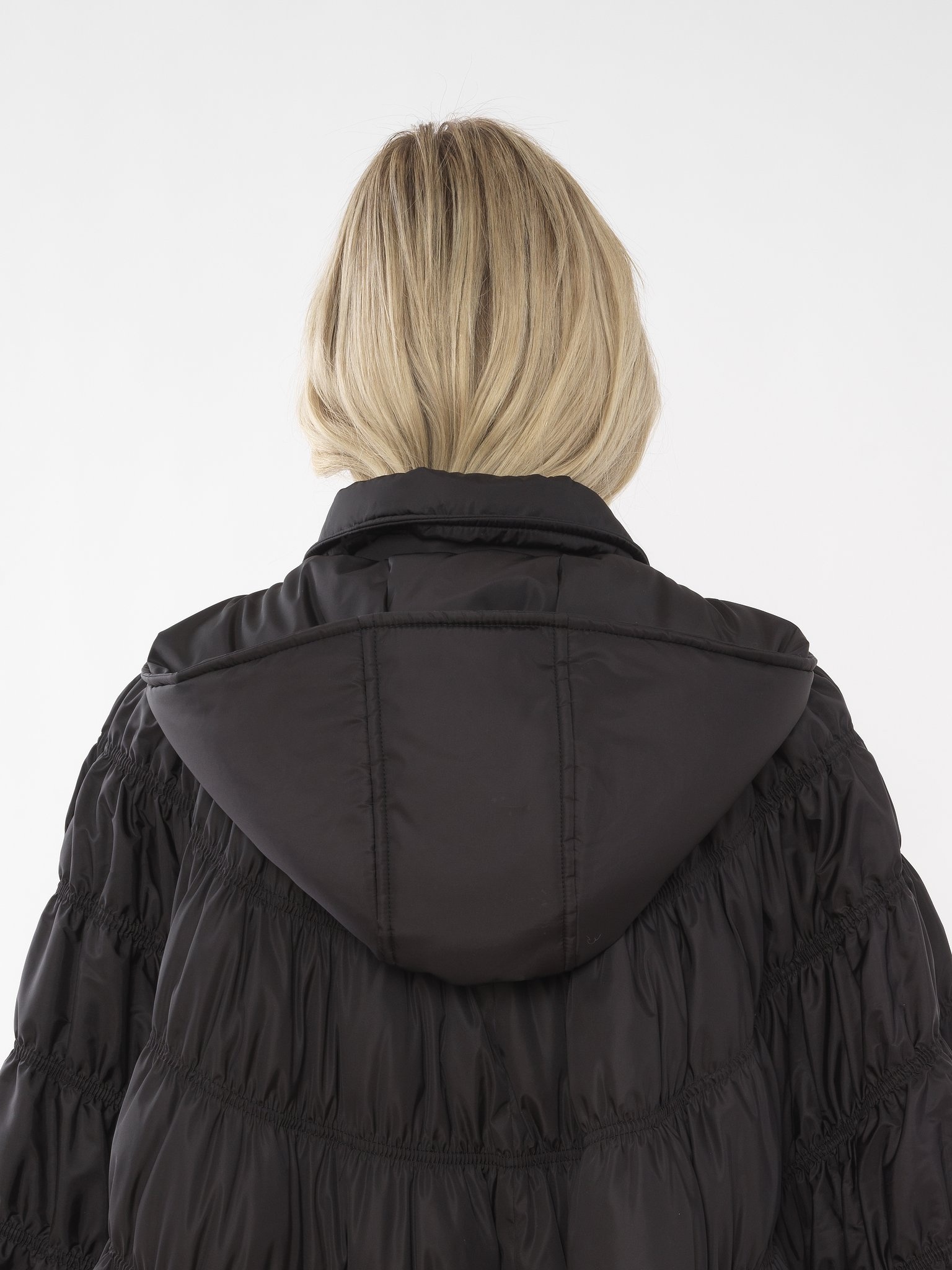RUCHED PUFFER CAPE COAT - 7