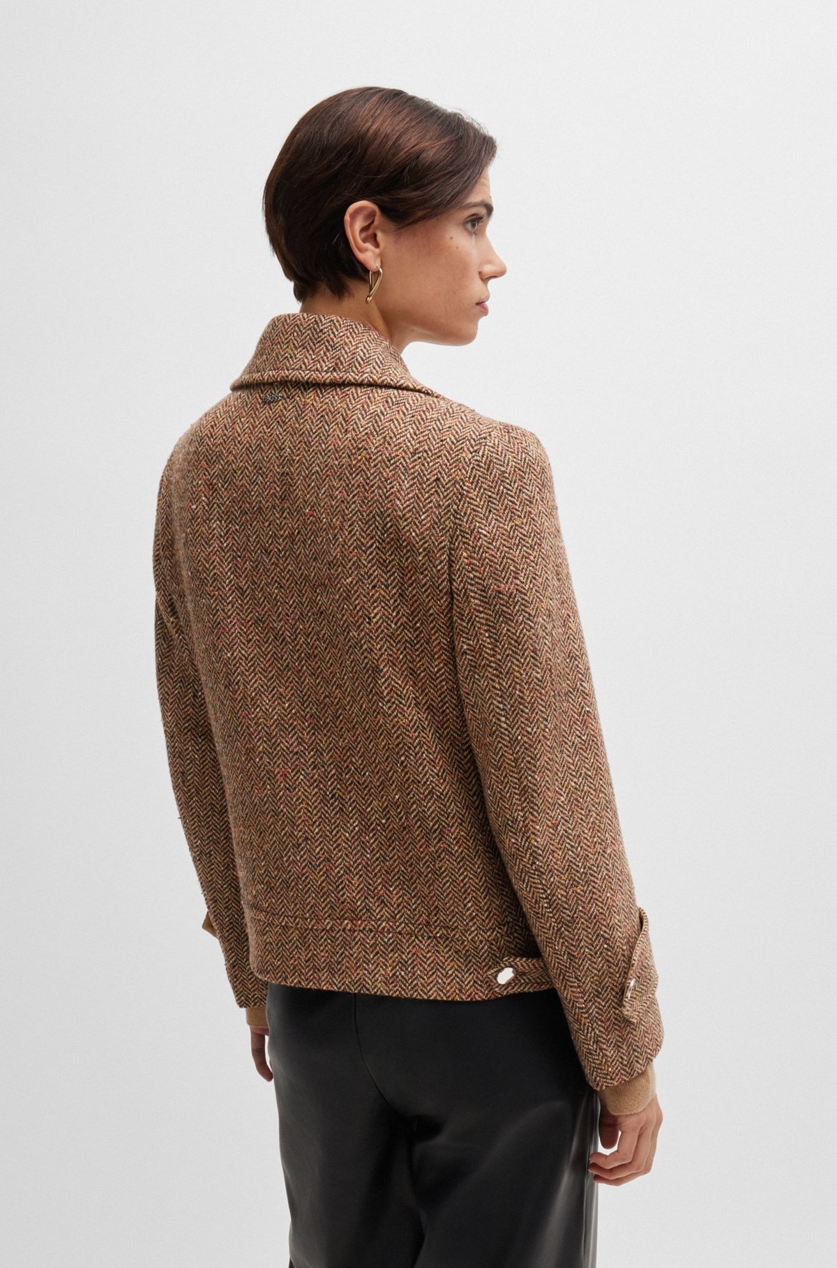 REGULAR-FIT DOUBLE-BREASTED COAT IN HERRINGBONE TWEED - 4
