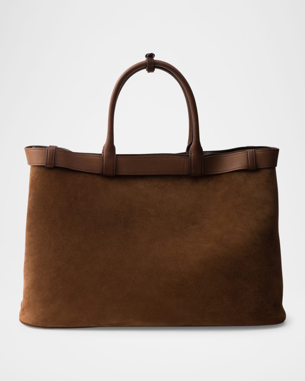 Men's Buckle Suede Shoulder Bag with Belt - 3
