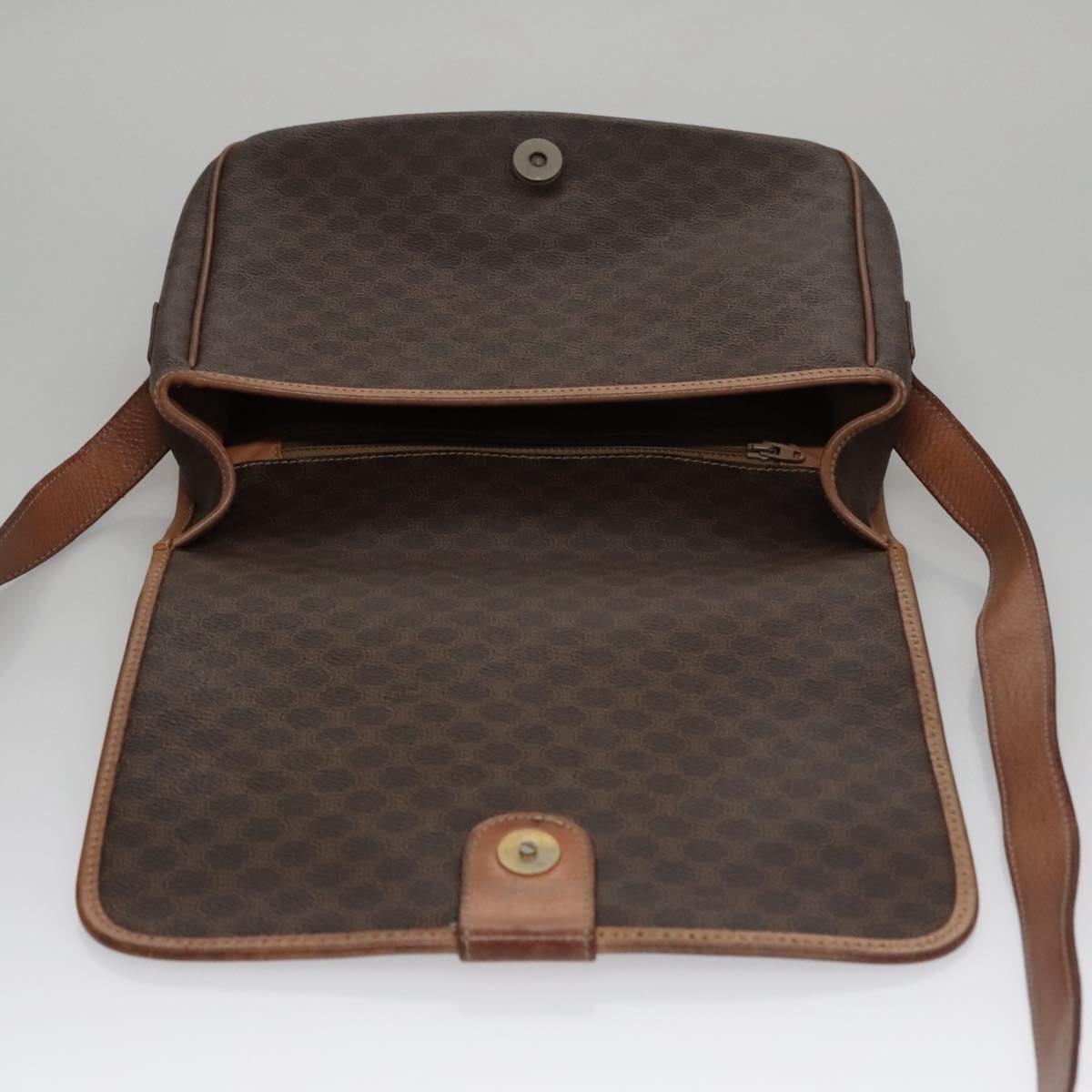 CELINE Macadam Canvas Shoulder Bag Pvc Leather Brown Gold - 15