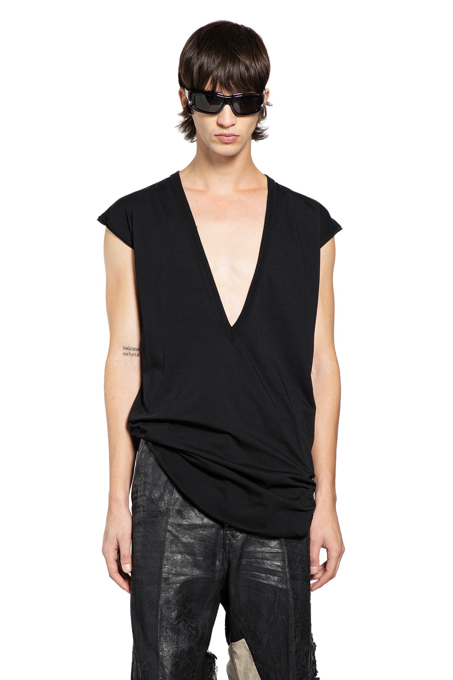 Deep V Neck Cotton Jersey Top - 5