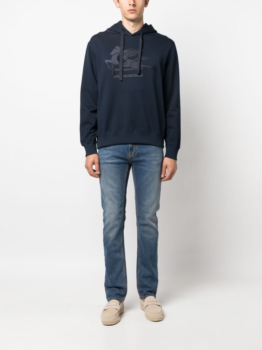 logo-embroidered cotton hoodie - 2