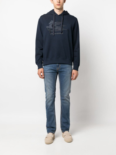 Etro logo-embroidered cotton hoodie outlook