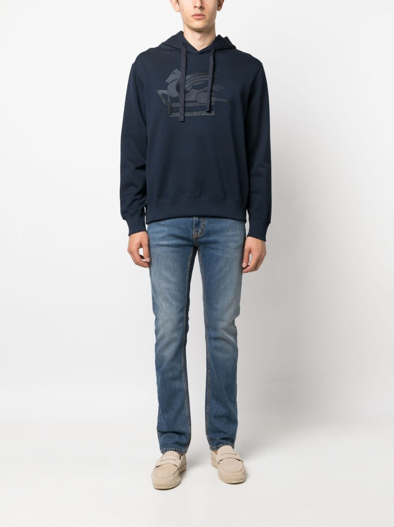 Etro logo-embroidered cotton hoodie outlook
