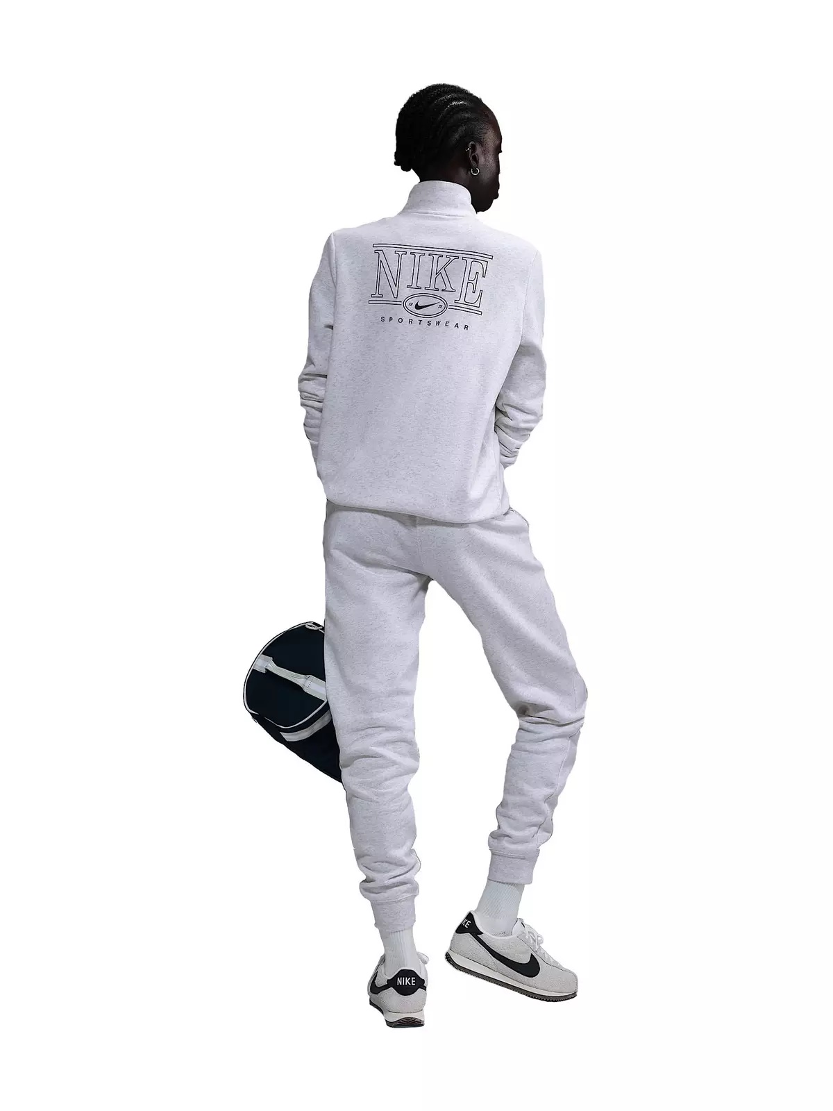 Women's Sportswear Club Fleece Mock-Neck 1/2 Zip Graphic Top - White - 5