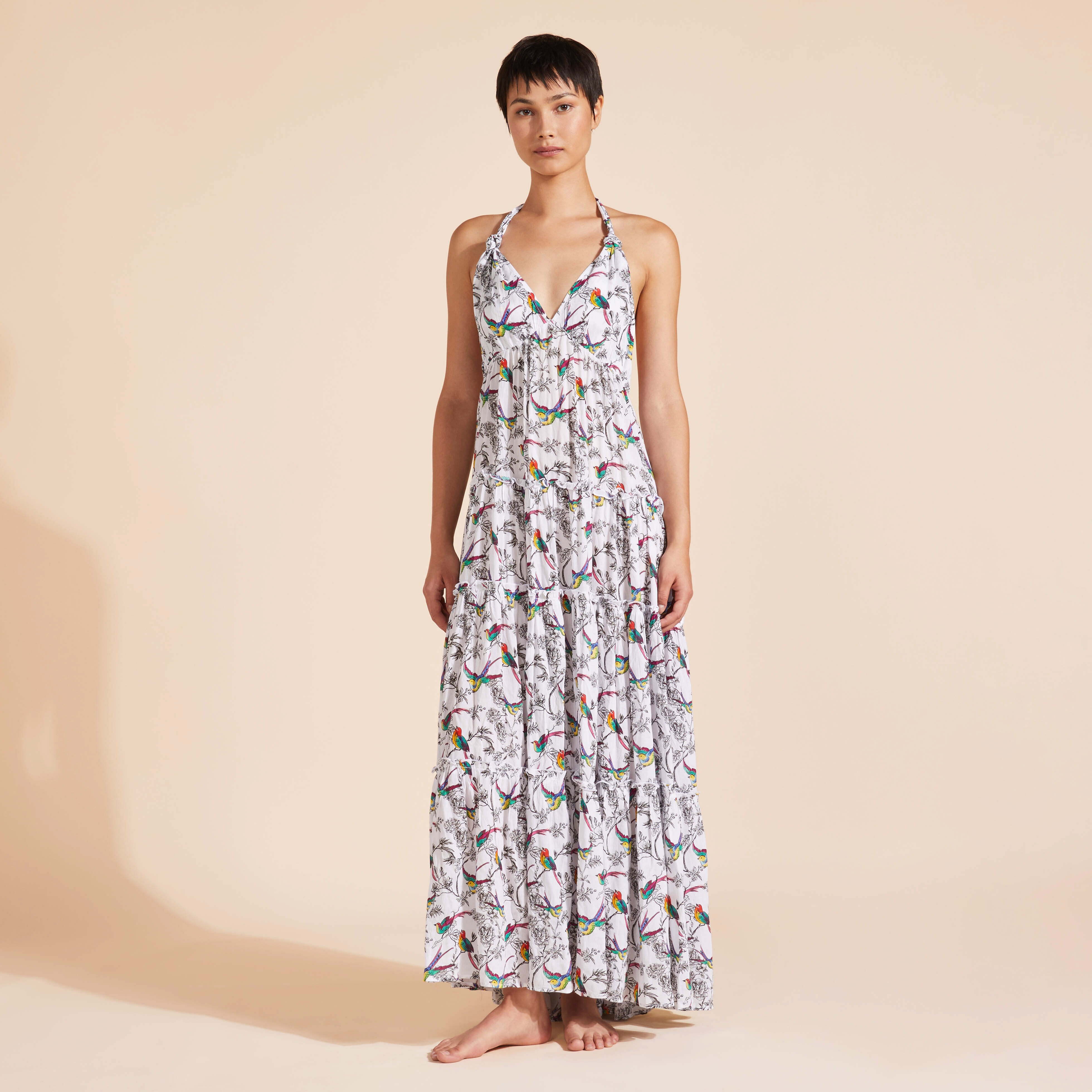 Women Maxi Sundress Rainbow Birds - 3