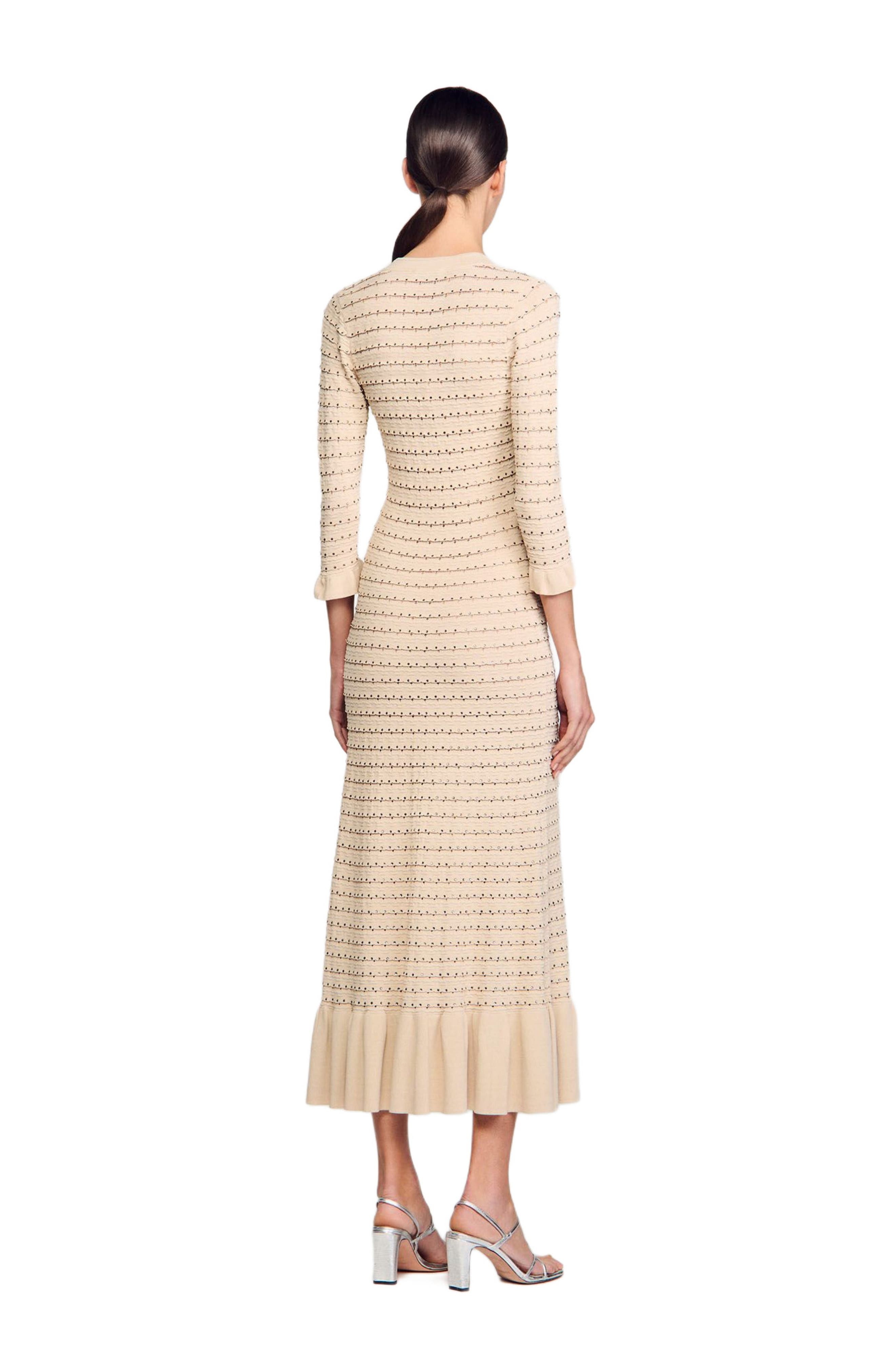 SANDRO Rhinestone knit maxi dress in Beige at Nordstrom - 2