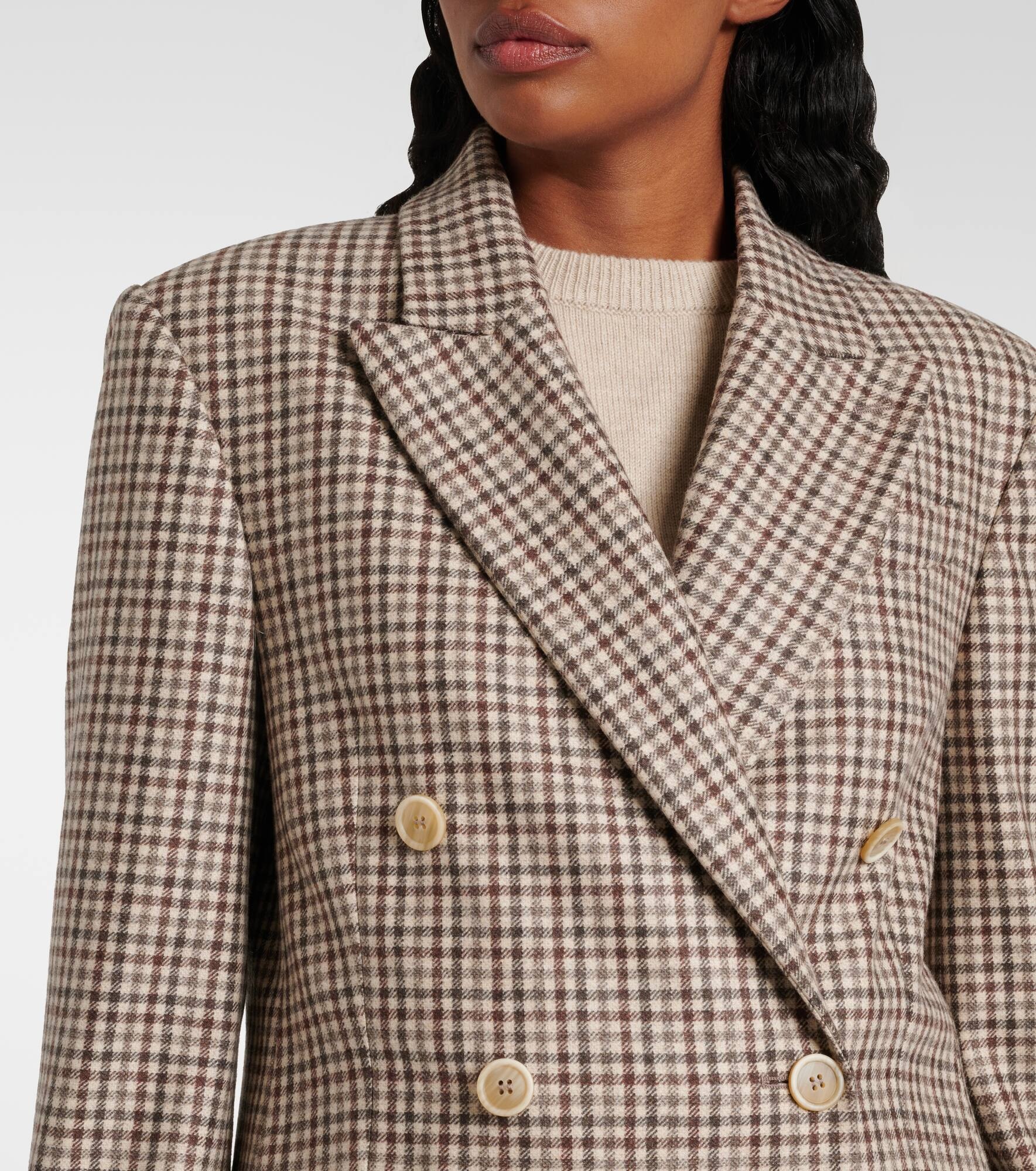 Checked virgin wool blazer - 4