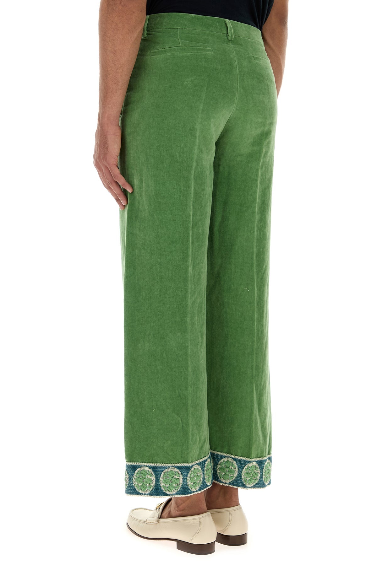 Green velvet pant - 4