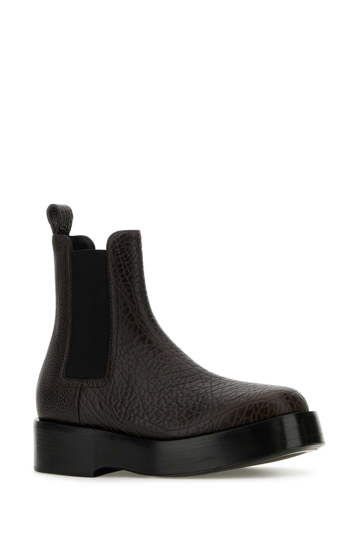 Bottega Veneta Men Dark Brown Leather Torino Ankle Boots - 2