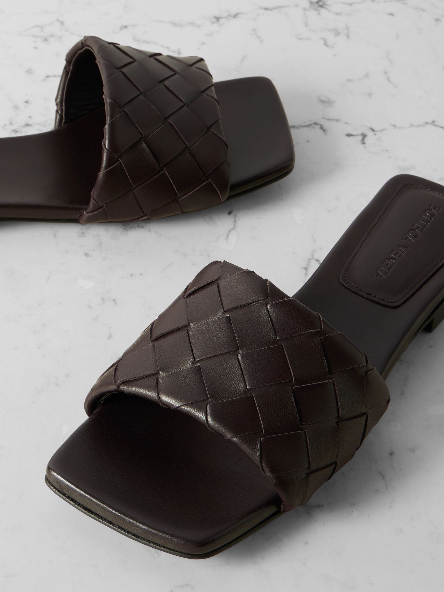 Riva intrecciato leather slides Brown - 4