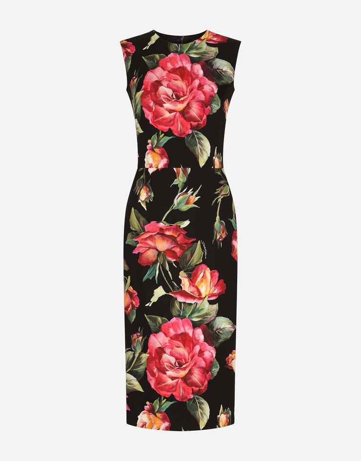 Rose-print charmeuse midi dress - 3