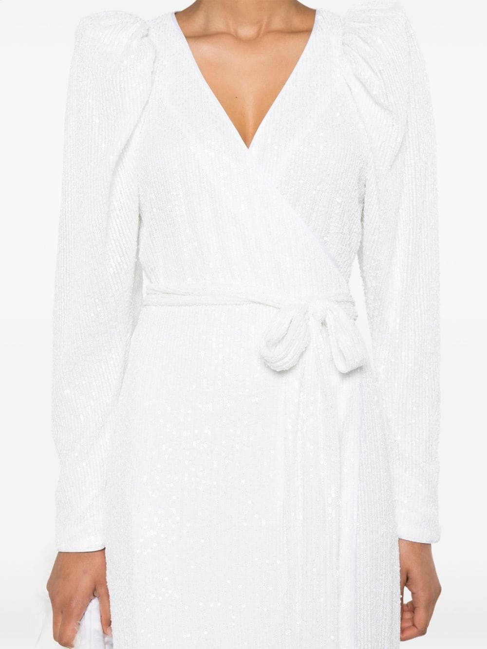 sequined midi wrap dress - 5
