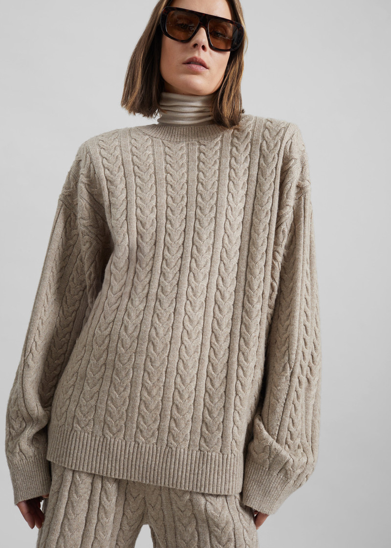 Karmoy Cable Knit Padded Sweater - Beige 5