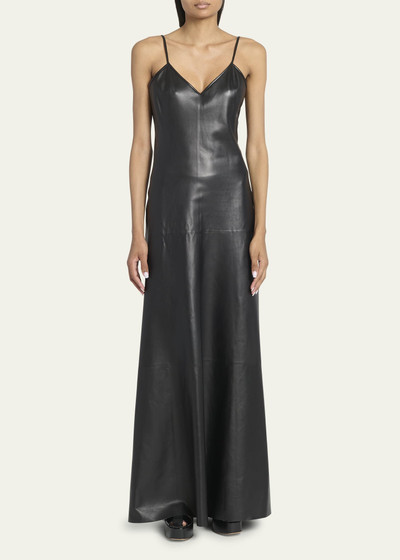 GABRIELA HEARST Ainsley Leather-Front Dress with Cowl Back outlook