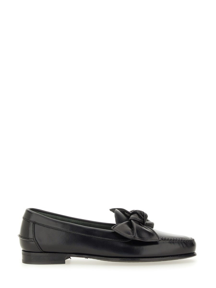 CORBATI LEATHER SLIP-ON LOAFER WITH BOW - 1