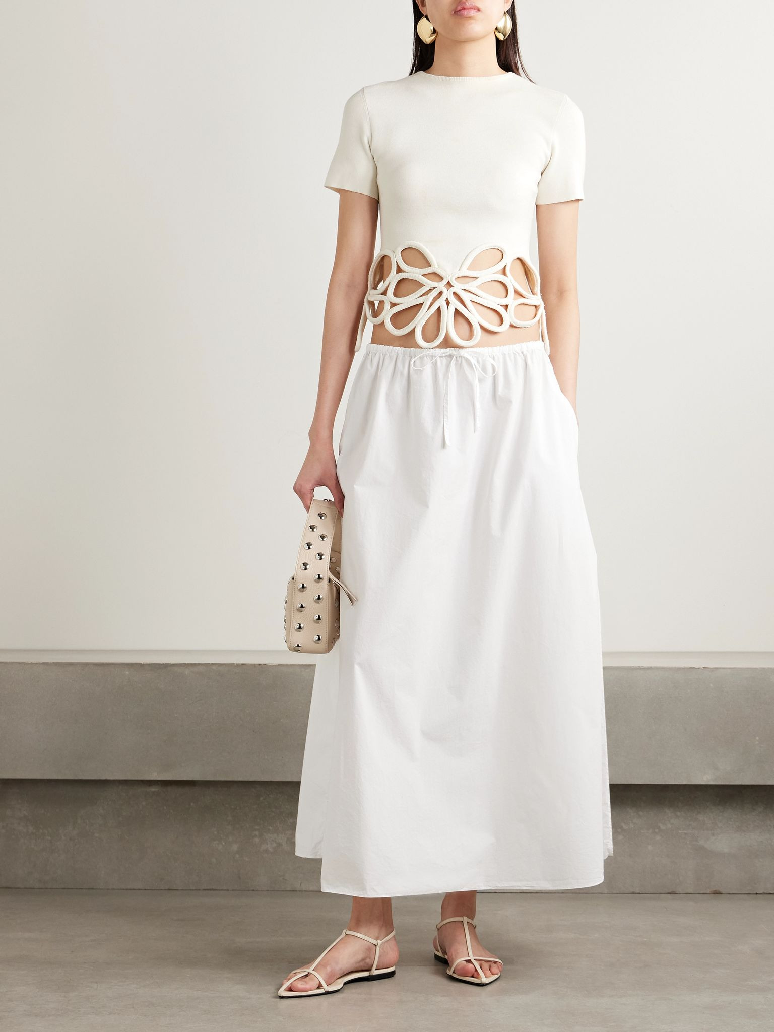 Eres cutout appliquéd knitted T-shirt Off-white - 2