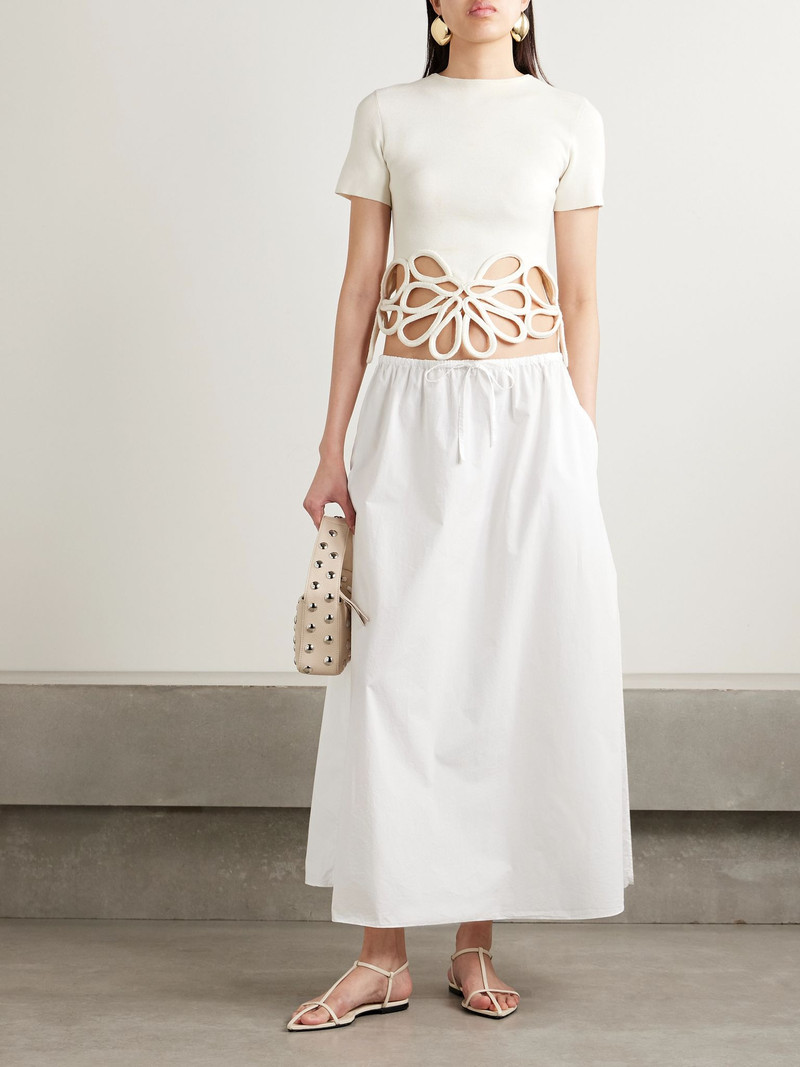 Cult Gaia Eres cutout appliquéd knitted T-shirt Off-white outlook