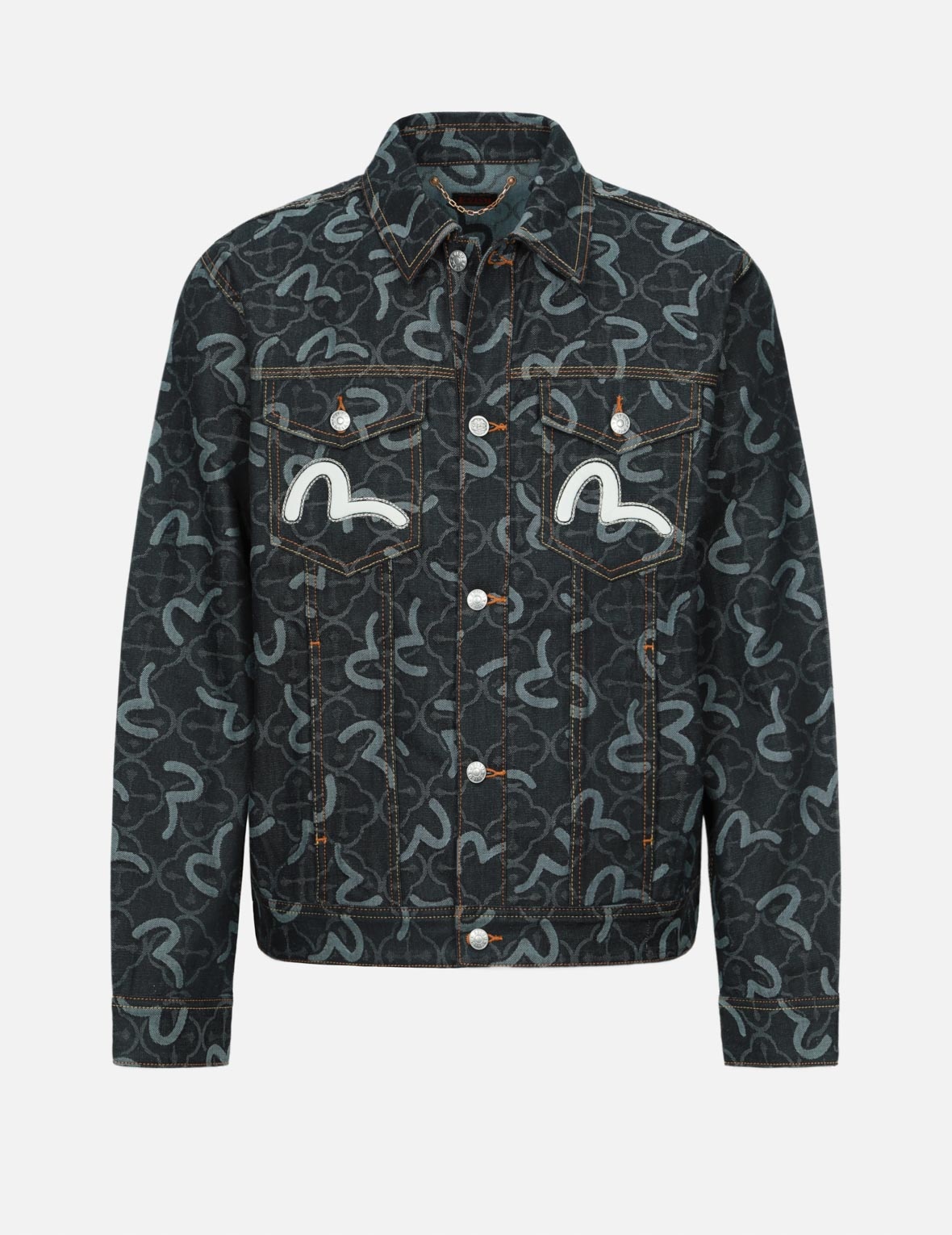ALLOVER SEAGULL AND KAMON JACQUARD RELAX FIT DENIM JACKET - 1