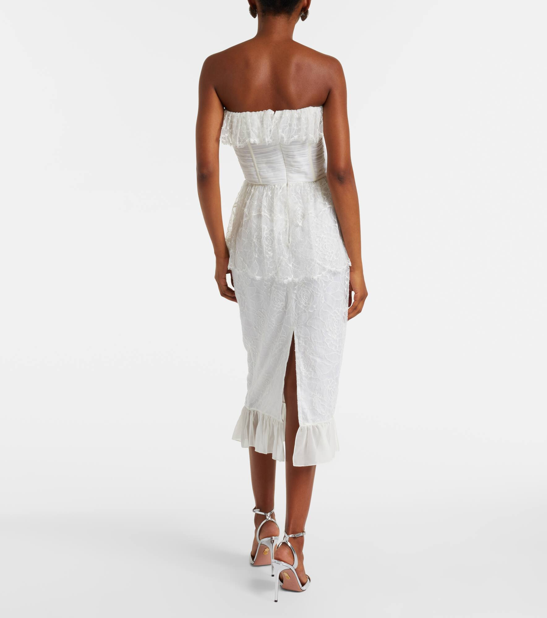 Lace and silk georgette bustier dress - 3