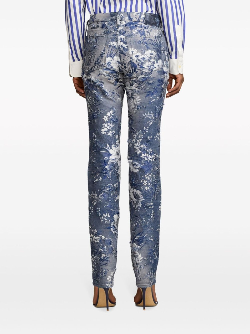 160 distressed floral-jacquard jeans 5
