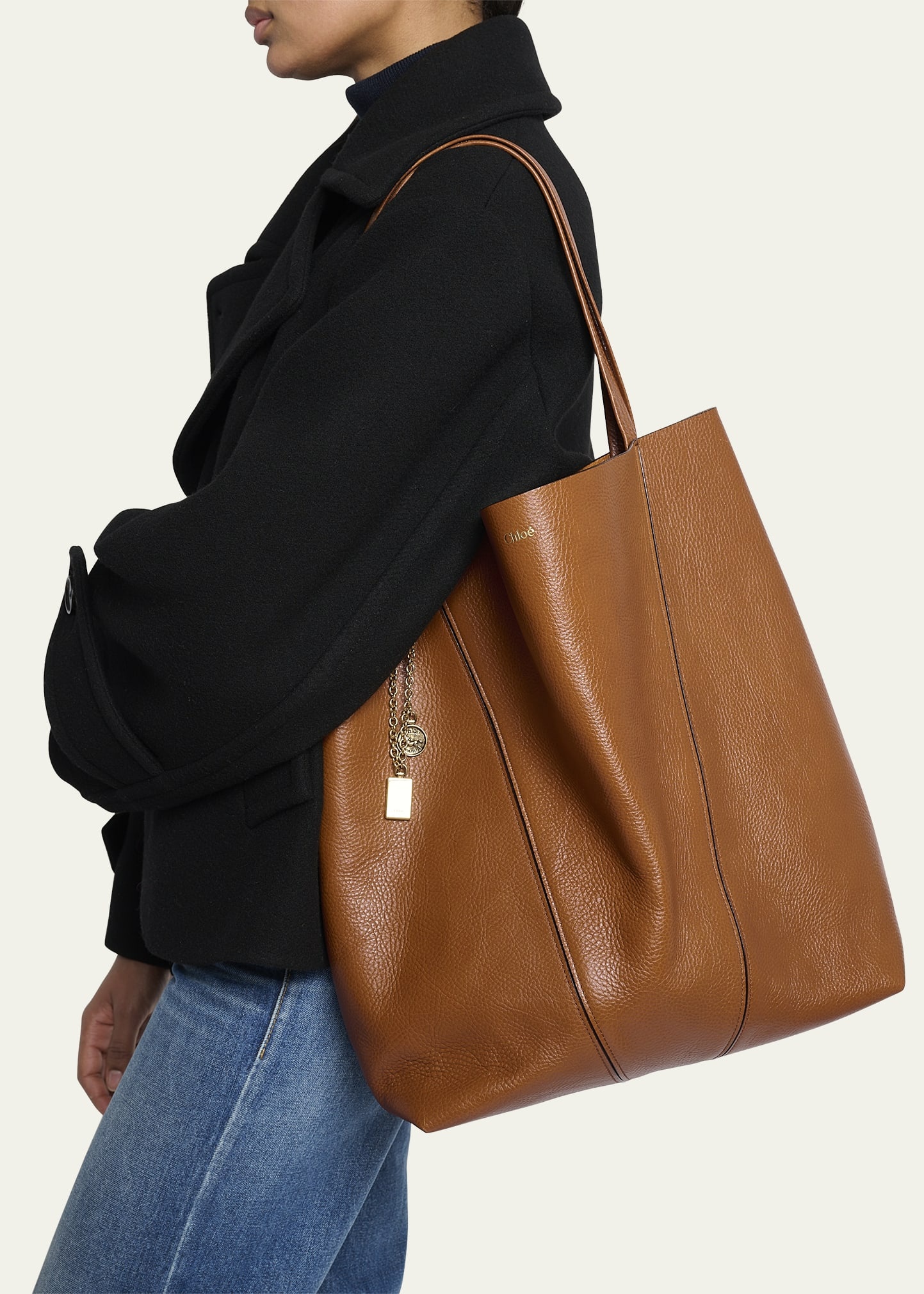 Spin North-South Tote Bag in Leather - 2