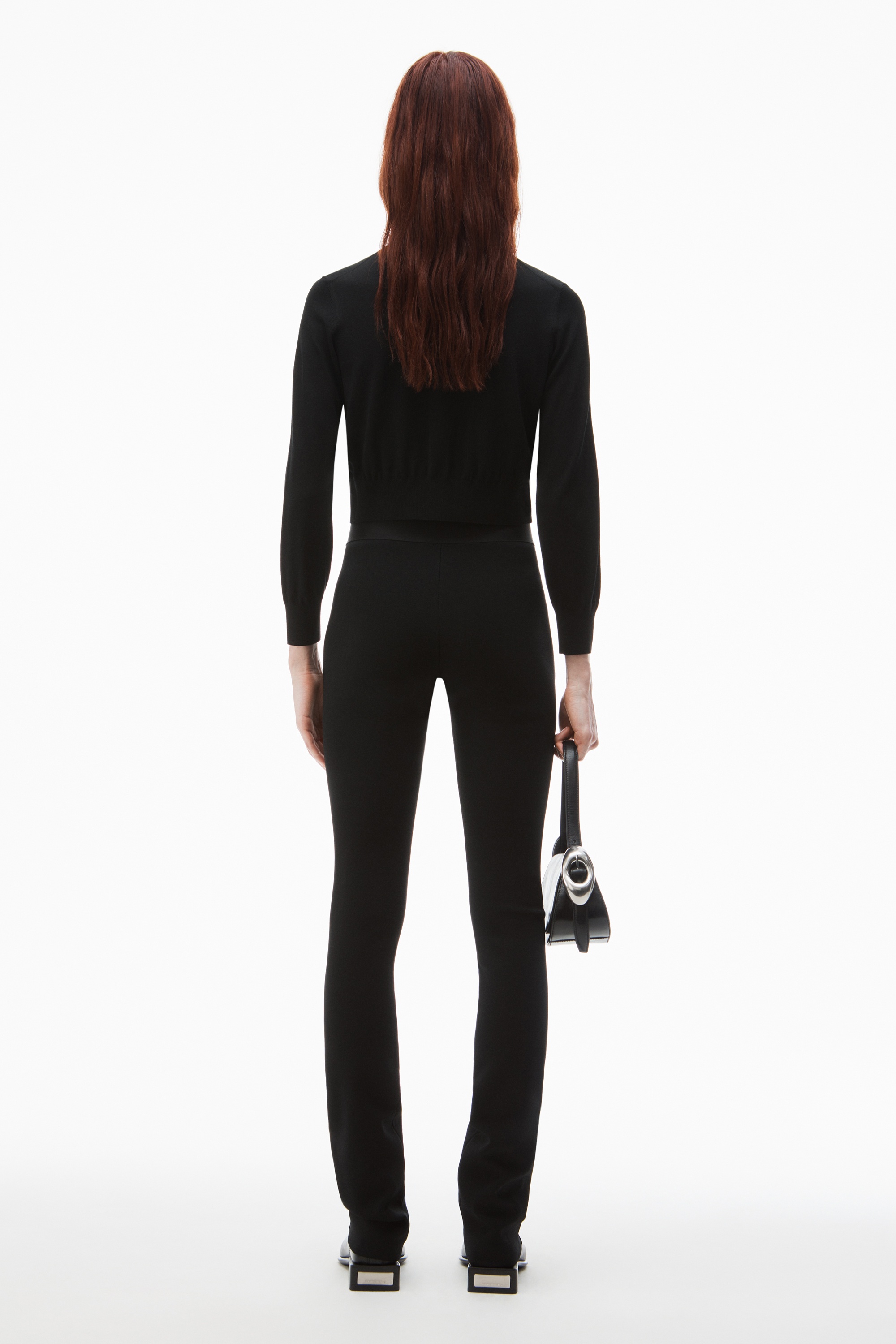logo elastic waistband bootcut pant - 4