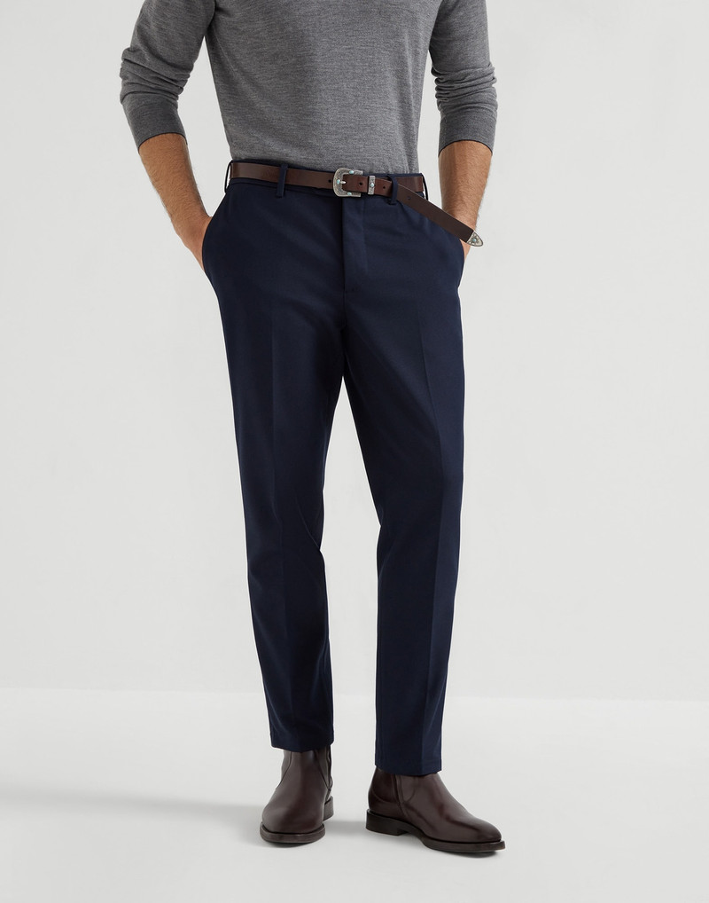 Cotton and virgin wool gabardine Italian fit trousers - 1