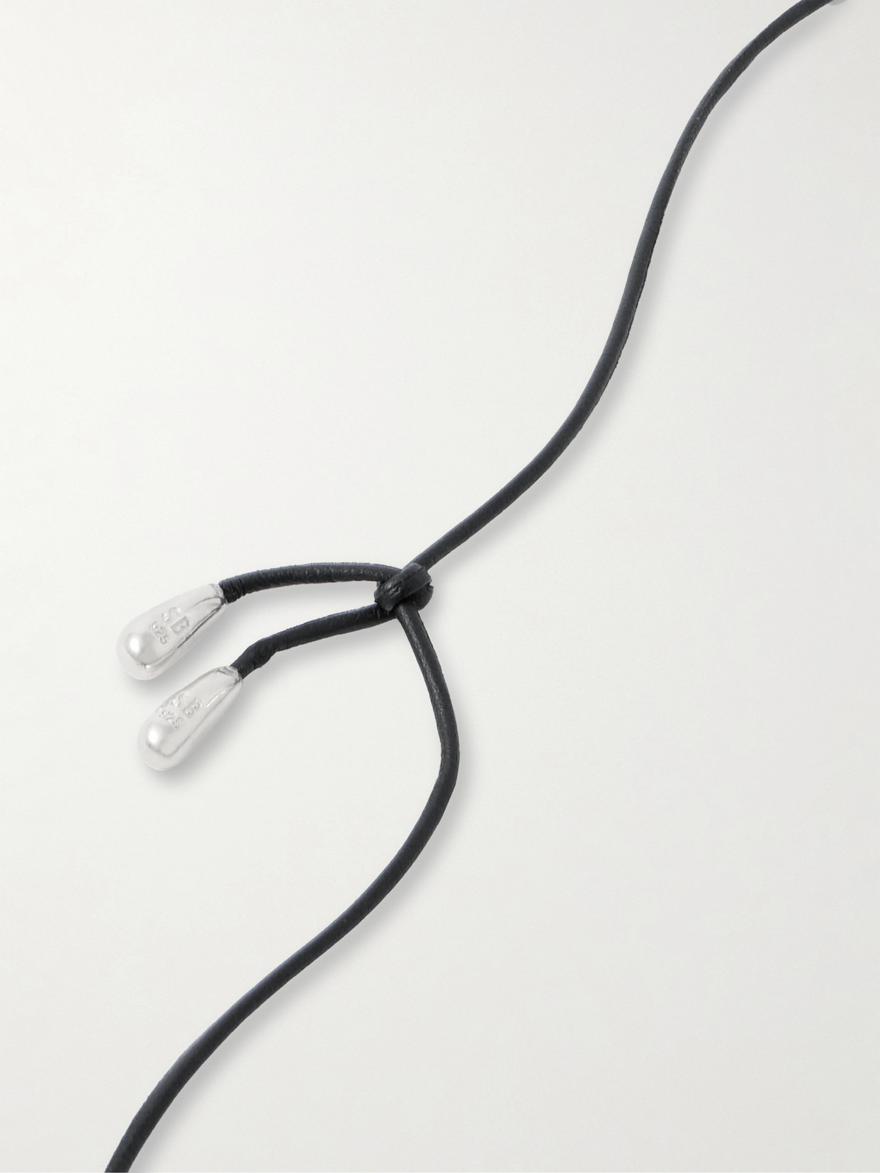 Small Full Moon Silver, Cord And Onyx Necklace - 3