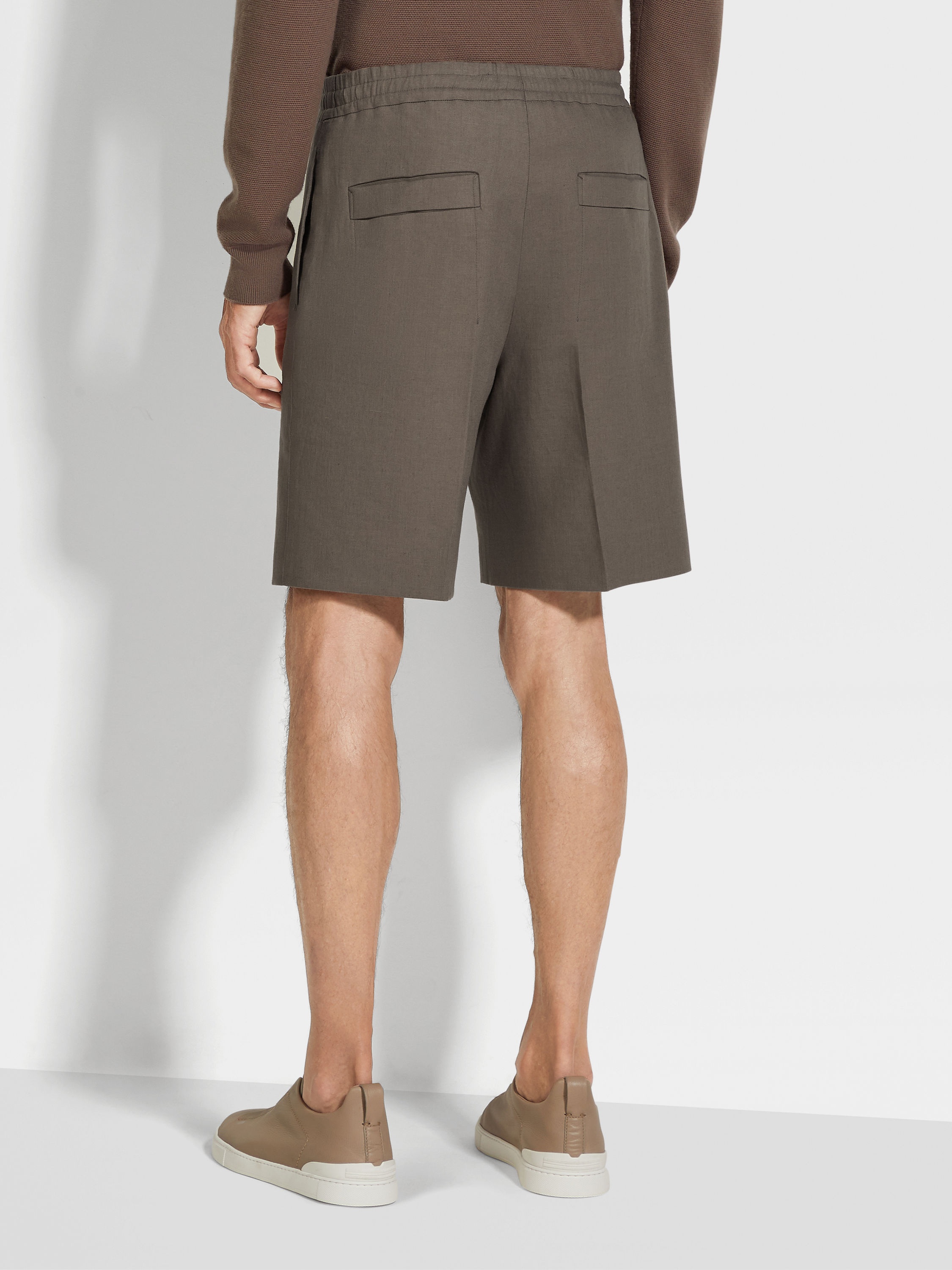DARK TAUPE OASI LINO SHORTS - 6
