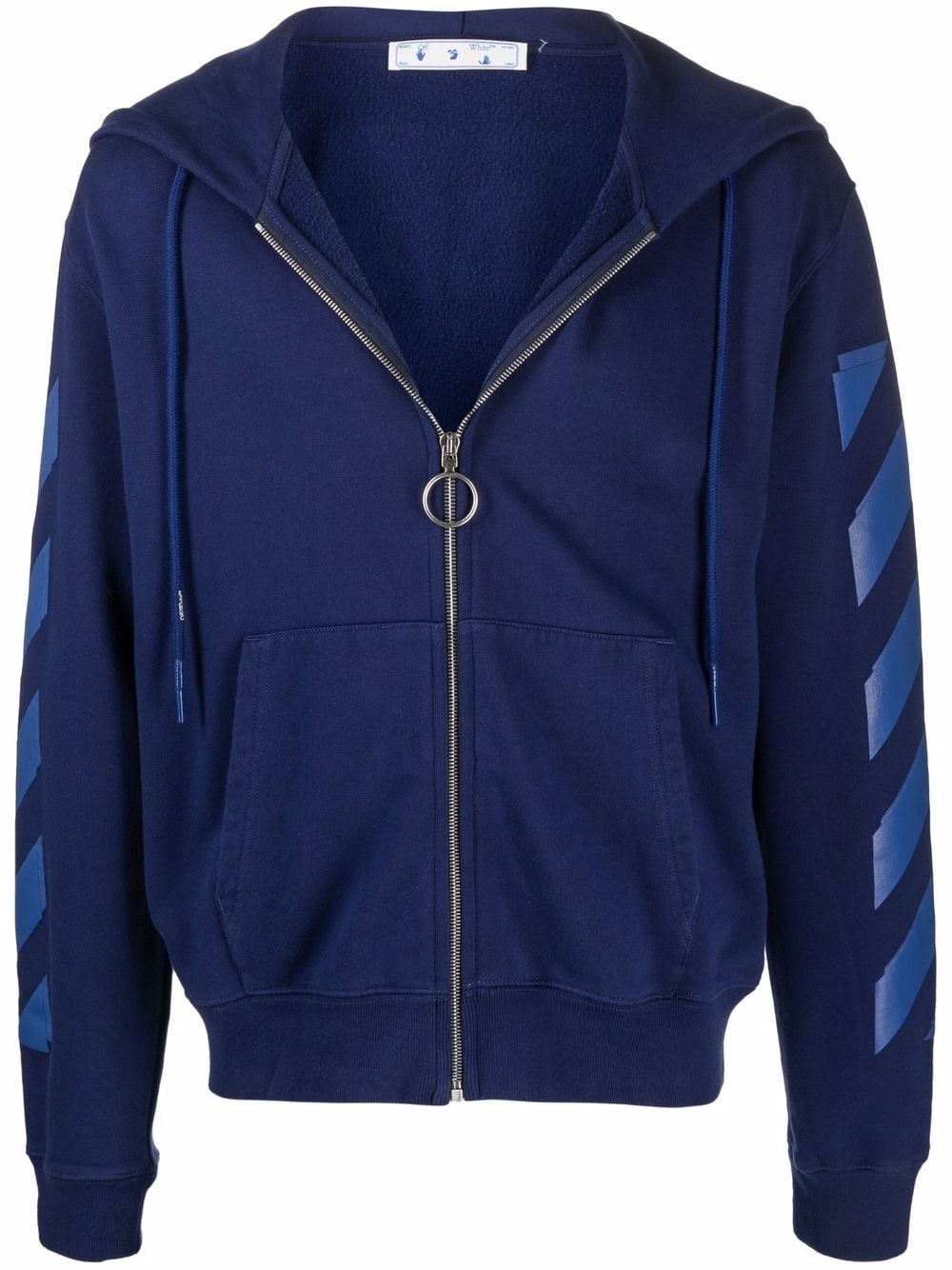 diagonal-stripe print zip-fastening hoodie - 1