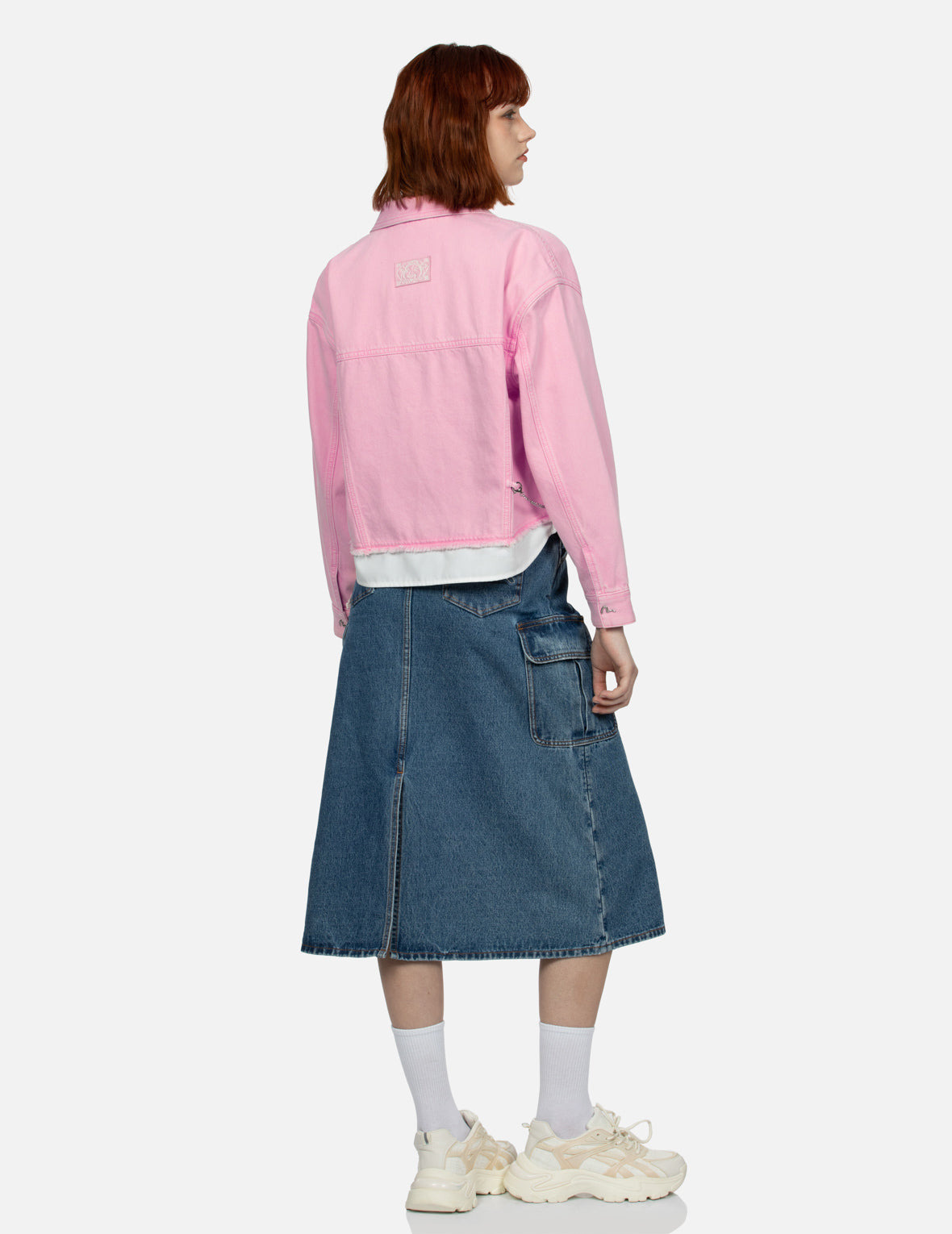 SEAGULL APPLIQUE EMBROIDERY MOCK 2-IN-1 FASHION FIT DENIM JACKET - 4