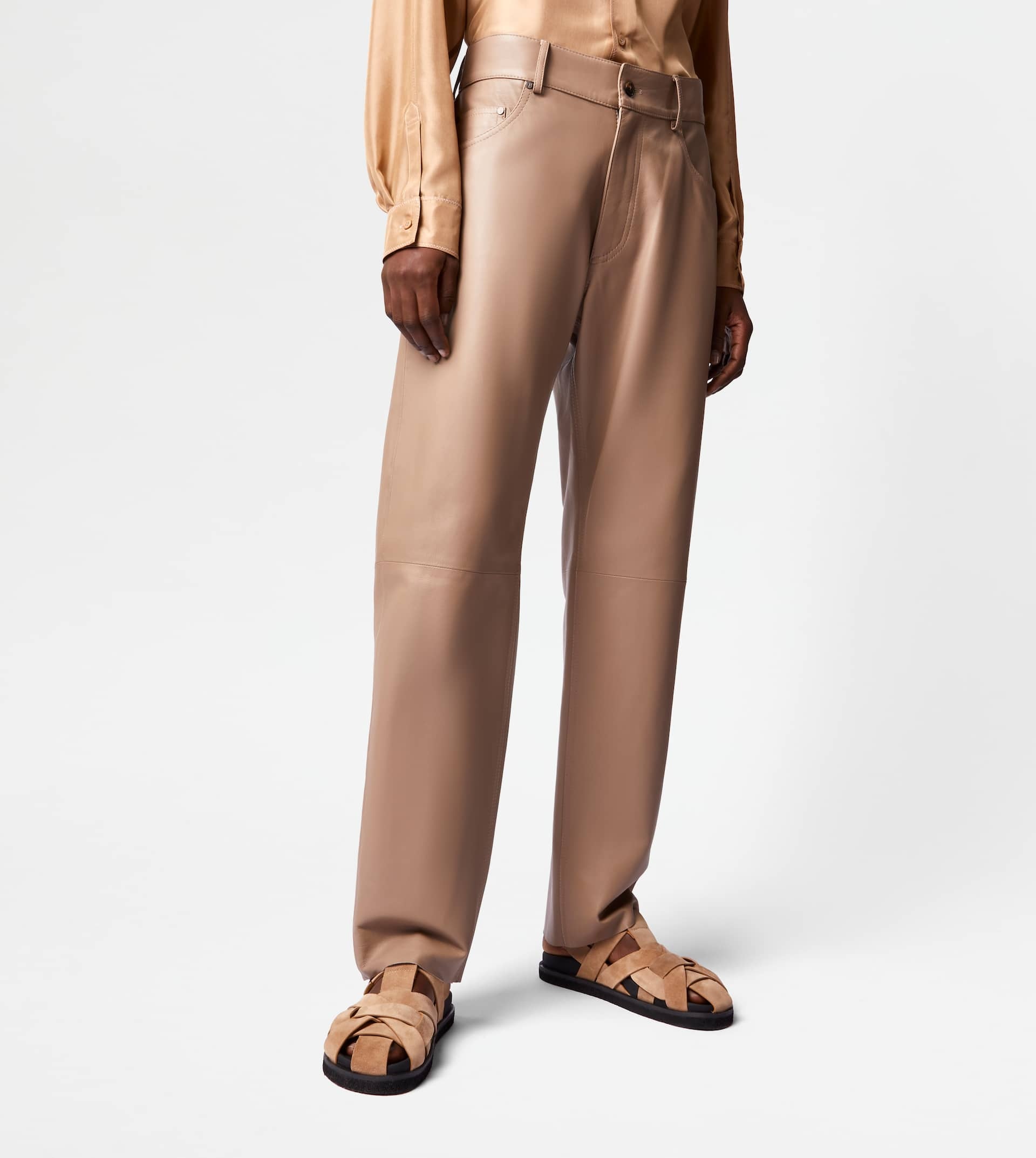 5 POCKET PANTS IN LEATHER - BROWN - 5