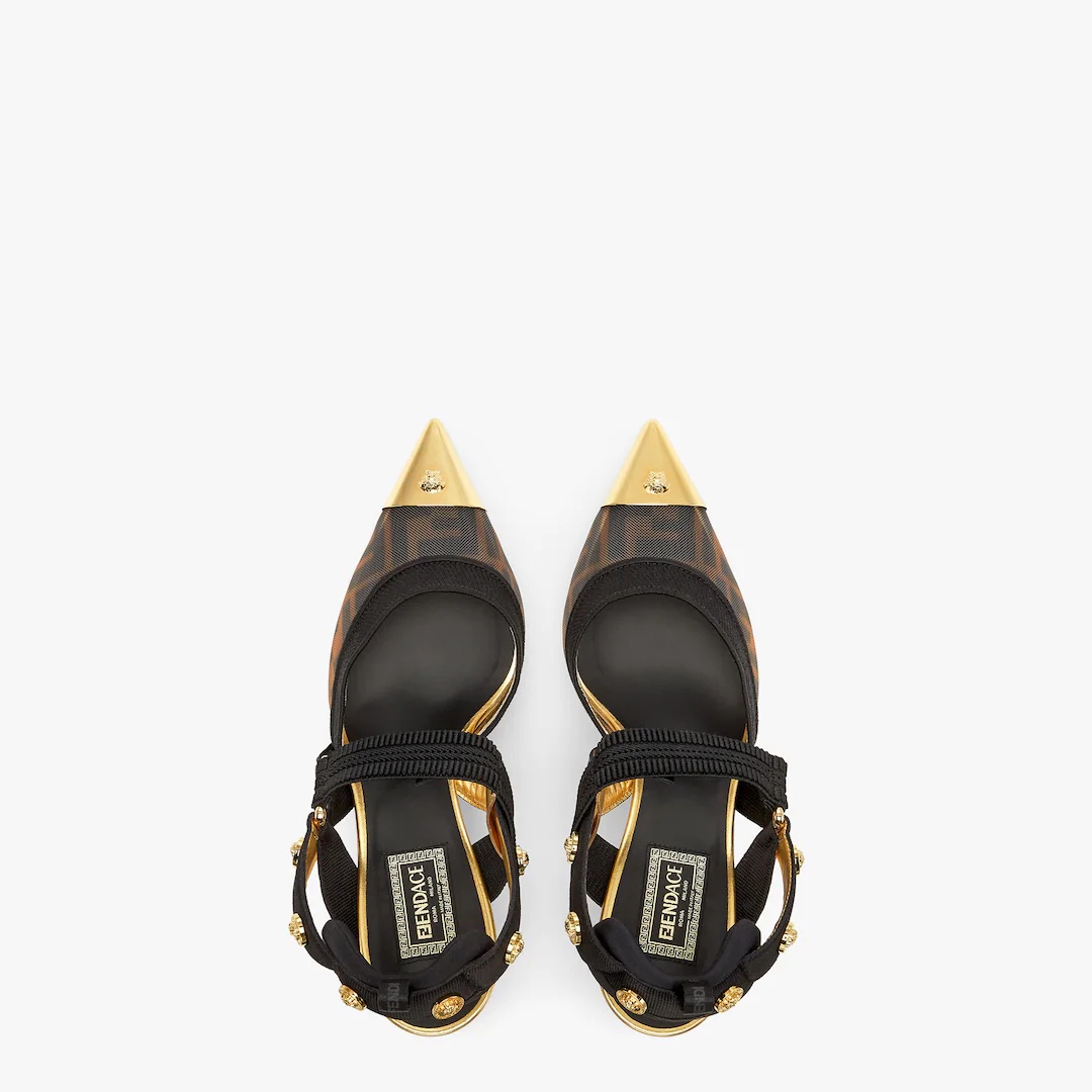 Fendace high-heeled slingbacks in FF mesh with Medusa details - 4