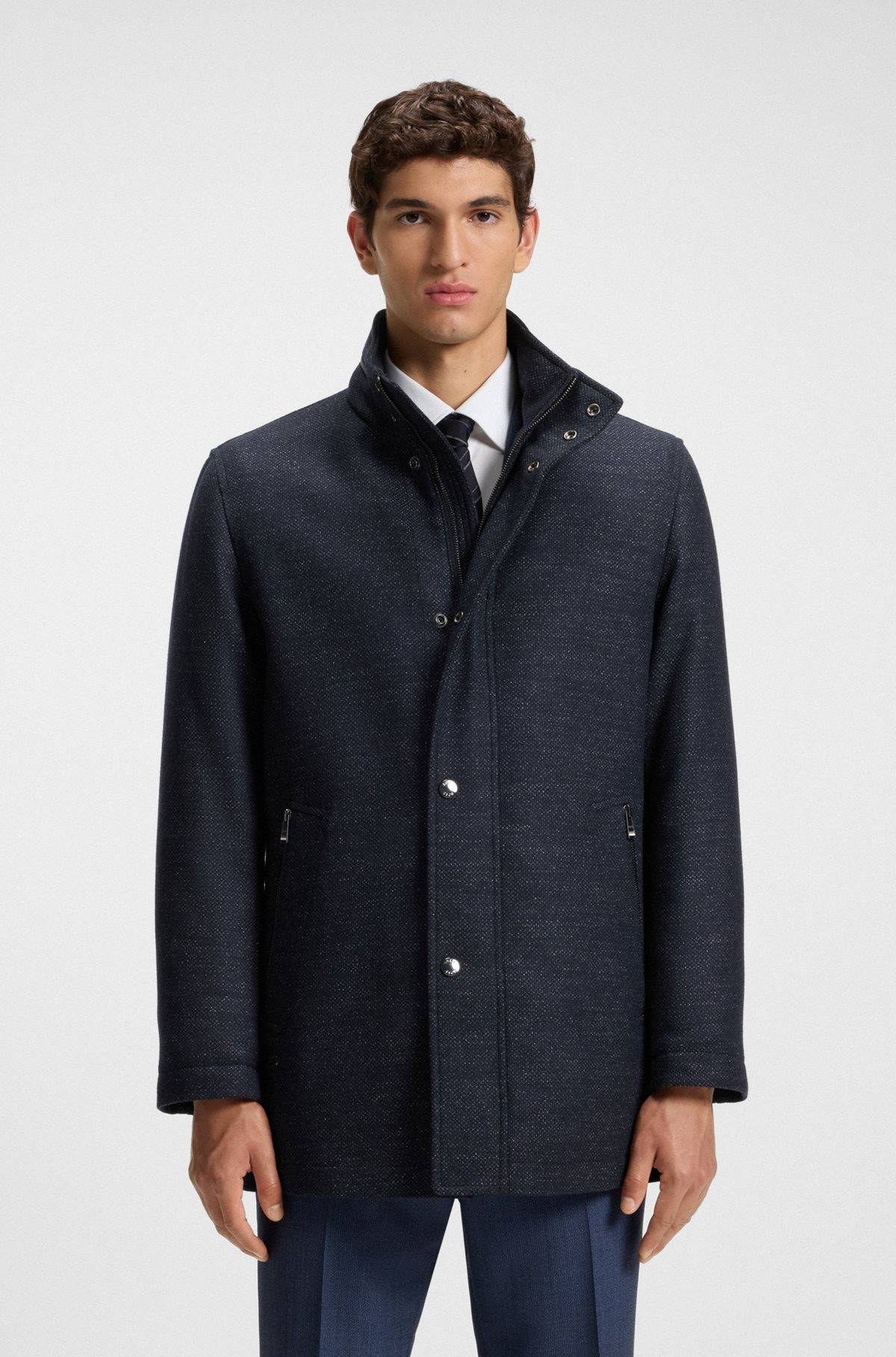 RELAXED-FIT WOOL-BLEND COAT WITH PACKABLE HOOD - 2