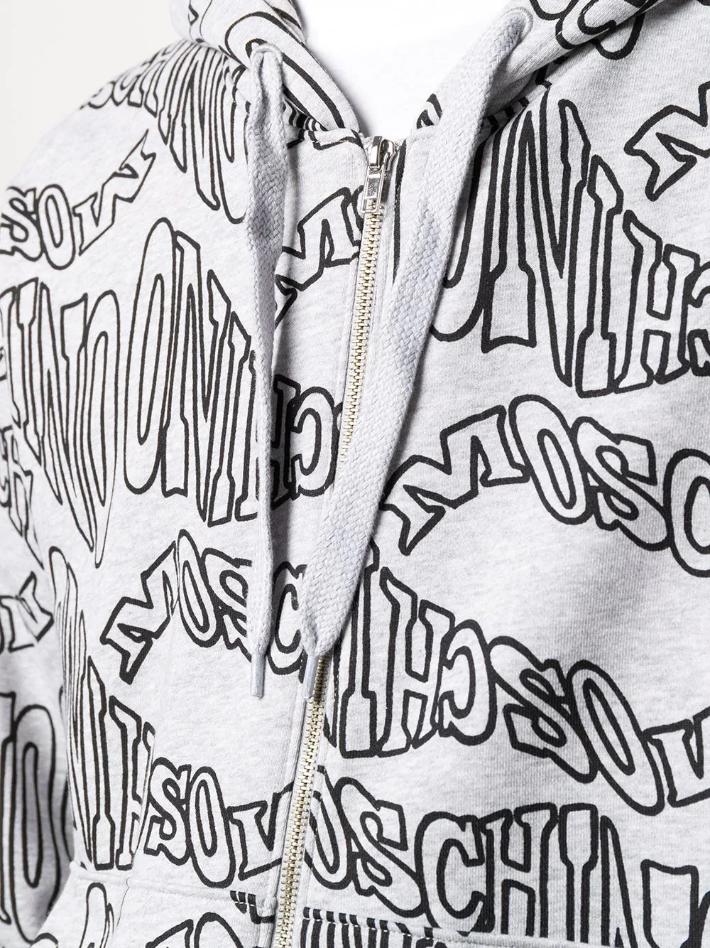 logo print zipped hoddie - 5