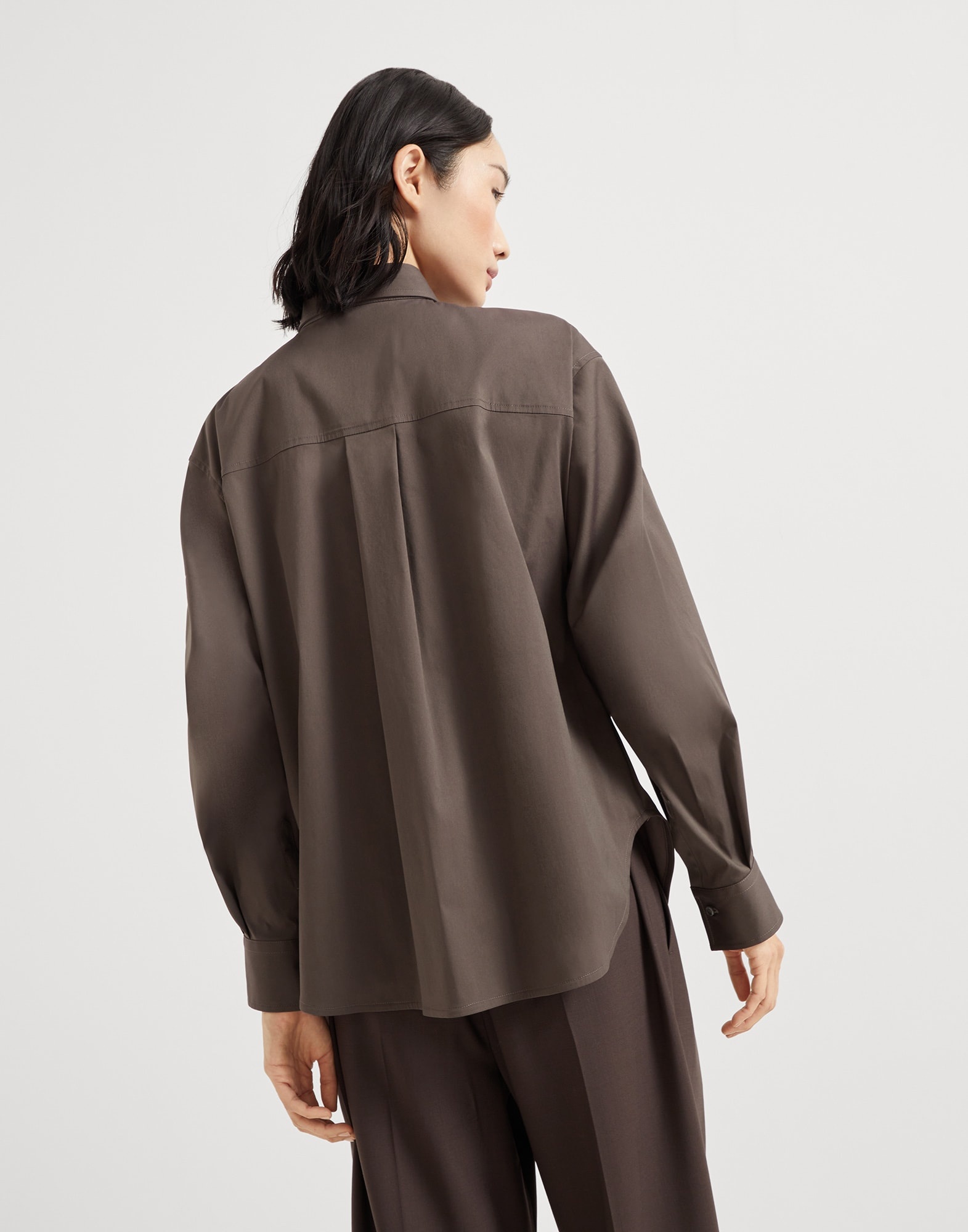 Stretch cotton poplin shirt with  precious detachable straps - 2
