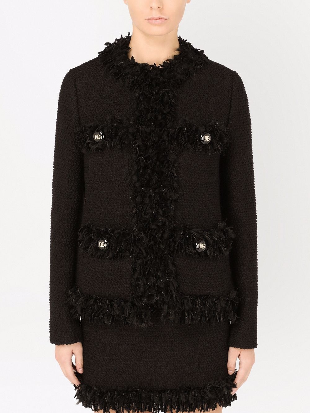 frayed edge tweed jacket - 3