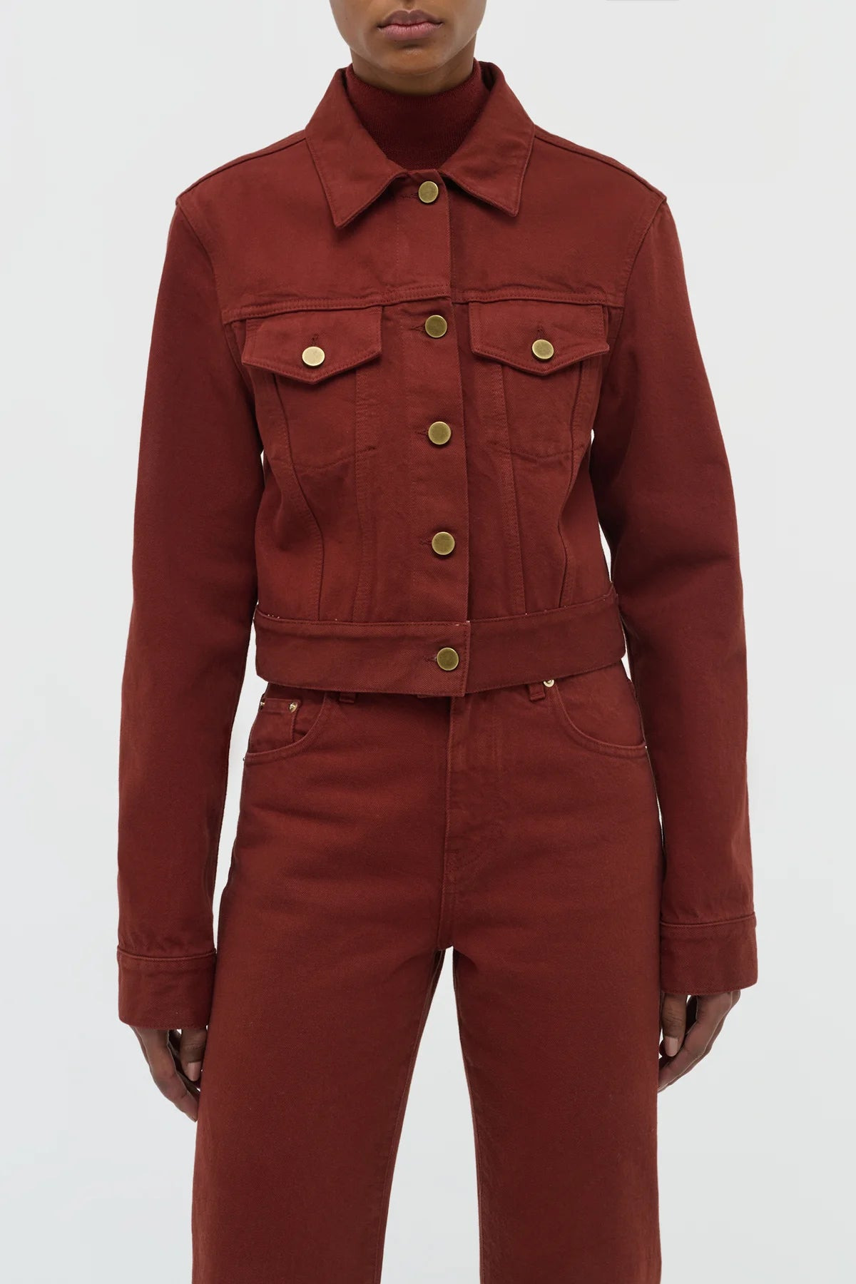 Bronte Jacket in Burnt Sienna Recycled Cotton Denim - 5