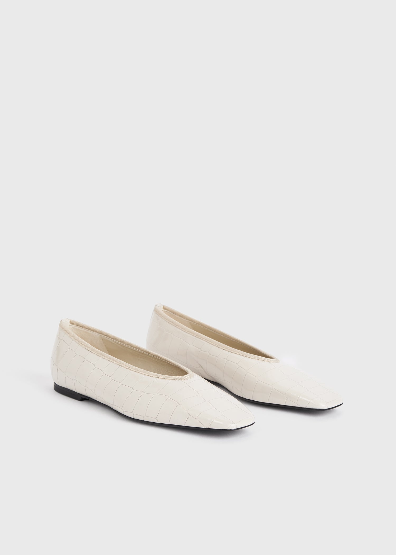Minimalist croco-embossed ballerinas oyster - 7
