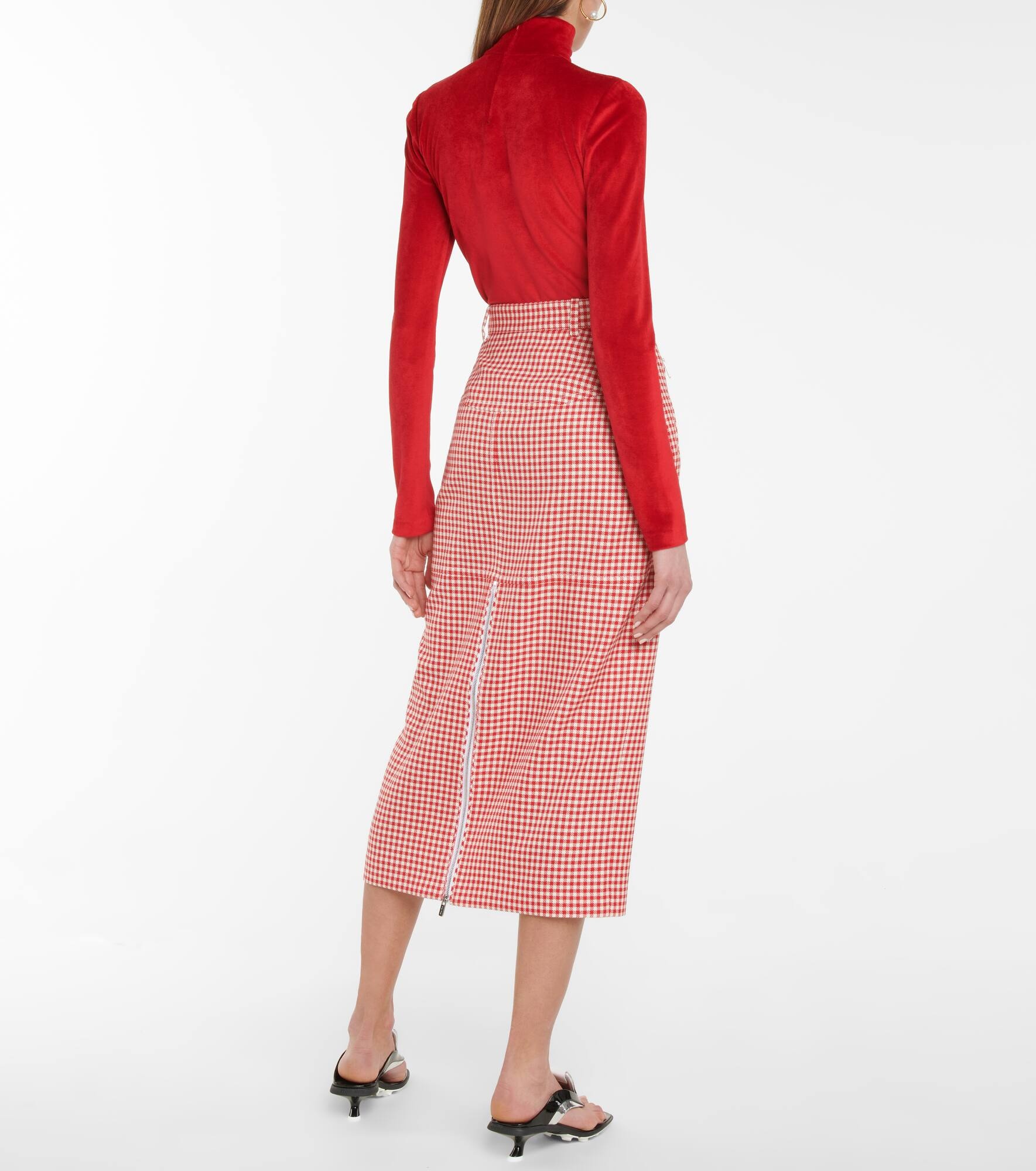 Houndstooth virgin wool pencil skirt - 3