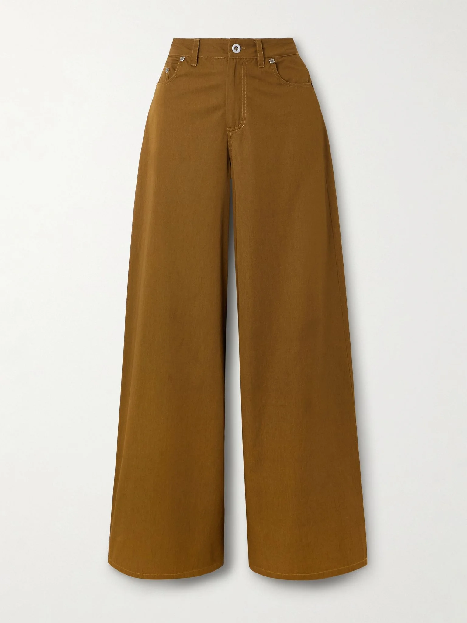 Nadia silk-twill wide-leg pants Brown - 1