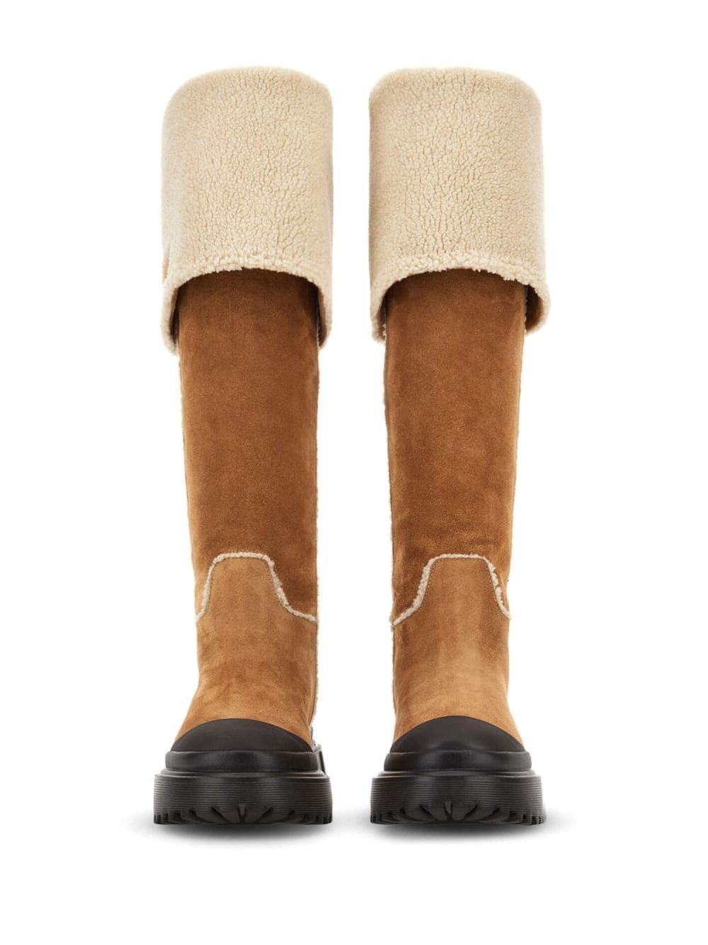 shearling-detailing suede boots - 4