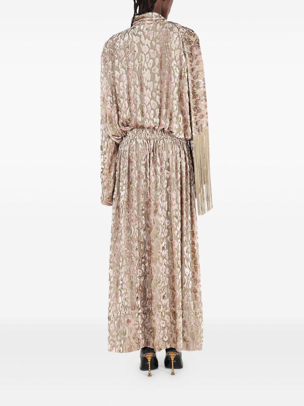 animal-print tassel maxi day dress - 4