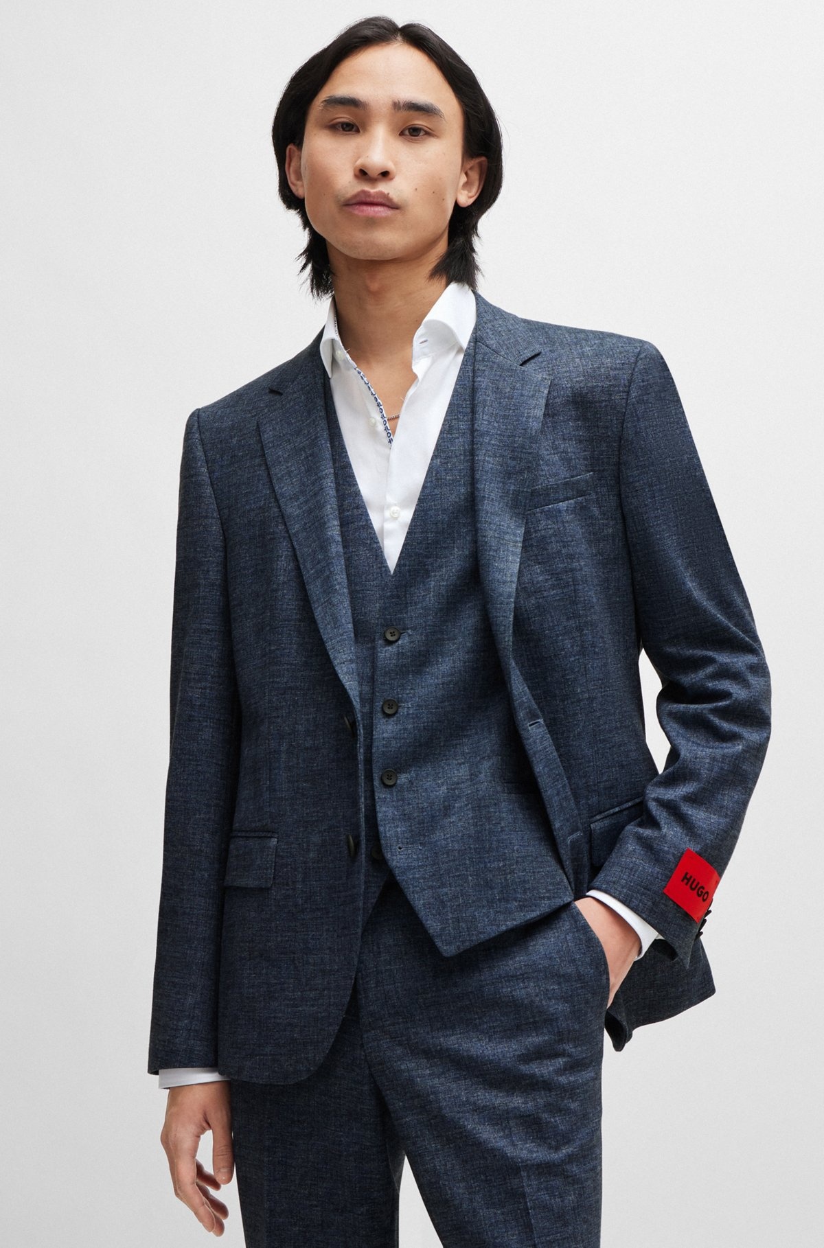 SLIM-FIT THREE-PIECE SUIT IN PERFORMANCE-STRETCH JERSEY - 2