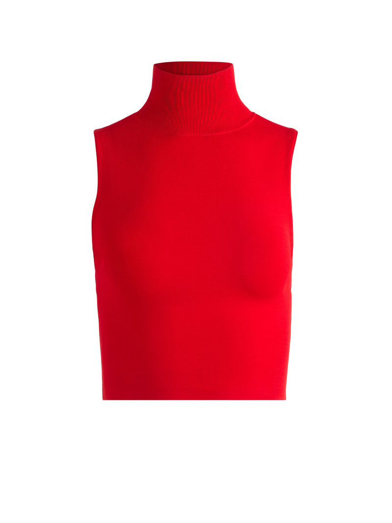DARINA MOCK NECK FITTED CROPPED TANK 1