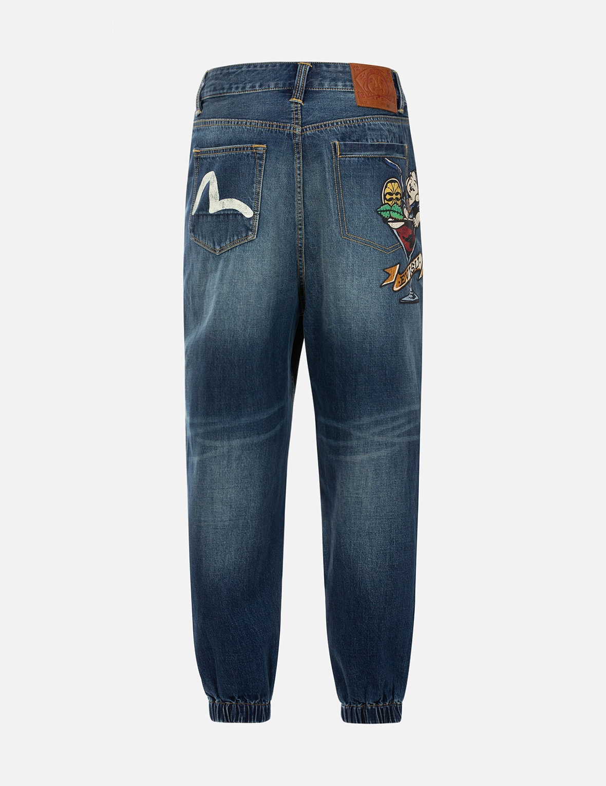 PLAYFUL GODHEAD PRINT WIDE LEG DENIM JOGGERS - 2