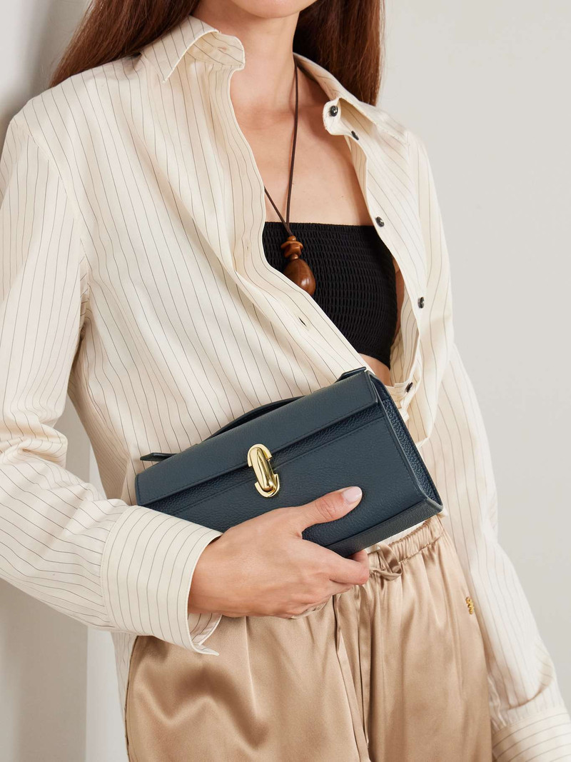 SAVETTE Symmetry Pochette leather tote Navy outlook
